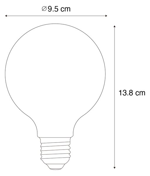Sada 5 LED žiaroviek E27 G95 číre vlákno 3,8W 806 lm 3000K