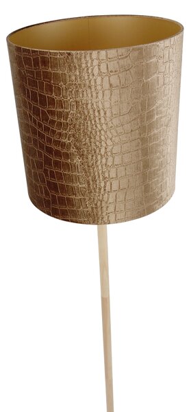 Drevená stojaca lampa so zamatovým tienidlom s krokodílím vzorom 40 cm - Mels