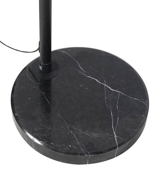 Stojacia lampa čierna s hnedým a béžovým pruhovaným tienidlom 50 cm - XXL