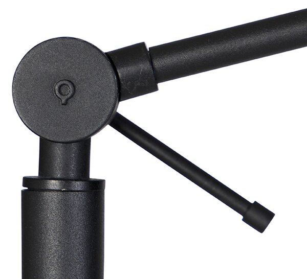 Nastaviteľná čierna stojaca lampa s hnedým a béžovým pruhovaným tienidlom 50 cm - Editor