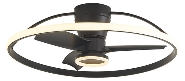 Stropný ventilátor čierny vrátane LED s diaľkovým ovládaním - Steer