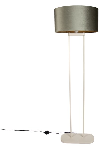 Stojacia lampa béžová so zeleným oválnym tienidlom a zlatým interiérom 50 cm - Thijmen