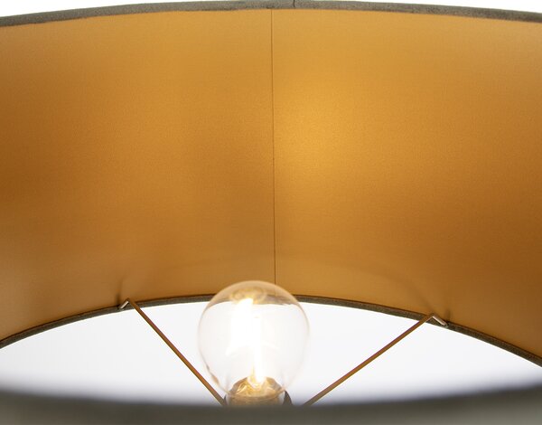 Stojacia lampa béžová so zeleným oválnym tienidlom a zlatým interiérom 50 cm - Thijmen