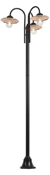 Moderná vonkajšia lampa čierna s meďou 235 cm 3-svetlá IP44 - Kansas