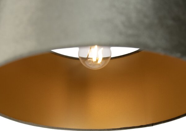 Závesná lampa čierna so zástrčkou a zeleným tienidlom so zlatým interiérom 35cm - Cavalux