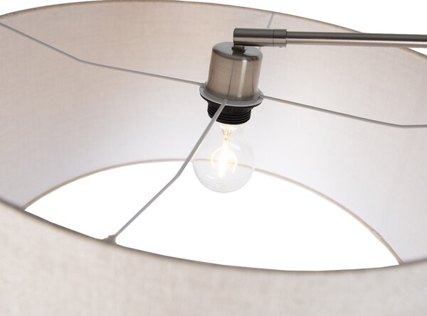 Stojacia lampa oceľová so svetlosivým tienidlom 50 cm - Editor