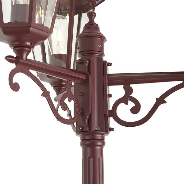 Klasická vonkajšia lampa tmavočervená 220 cm 3-svetlá IP44 - Havana