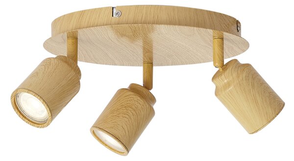 Japandi stropné svietidlo svetlé drevo s nastaviteľnými bodmi 3-Lights IP44 - Ducha