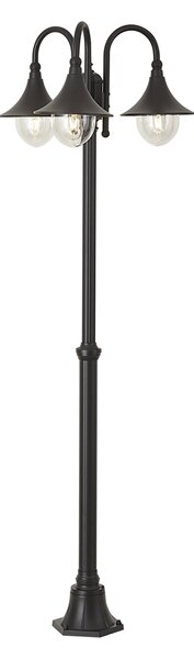 Klasická vonkajšia lampa čierna 200 cm 3-svetlá IP44 - Daphne