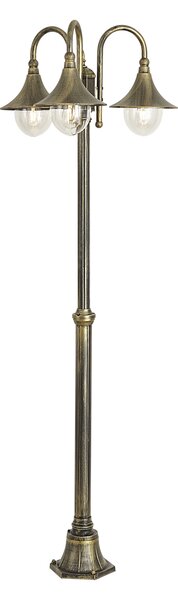 Klasická vonkajšia lampa čierna so starožitným zlatom 200 cm 3-svetlá IP44 - Daphne