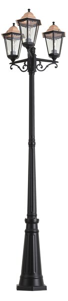 Klasická vonkajšia lampa čierna s meďou 220 cm 3-svetlá IP44 - Havana