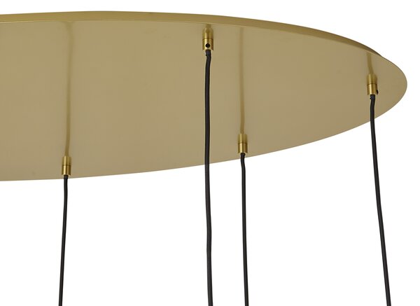 Hotelová elegantná závesná lampa mosadzná s modrým a zeleným sklom 8-svetiel - Qara