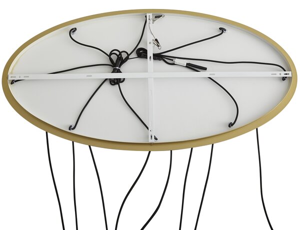 Hotelová elegantná závesná lampa mosadzná s modrým a zeleným sklom 8-svetiel - Qara