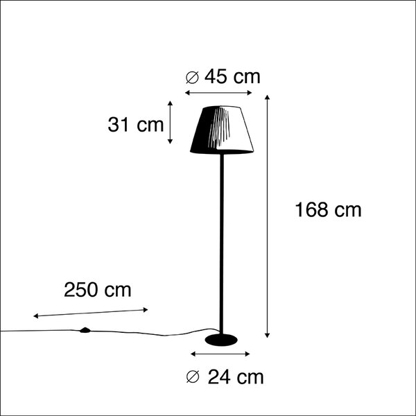 Moderná stojaca lampa čierna s bielym skladaným tienidlom 45 cm - Simplo