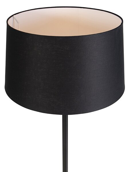 Stojaca lampa čierna s tienidlom z ľanu čierna 45 cm - Simplo
