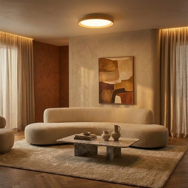 Brilagi - LED stmievateľné stropné svietidlo FLOCO LED/48W/230V priemer 40 cm drevo/biela +DO