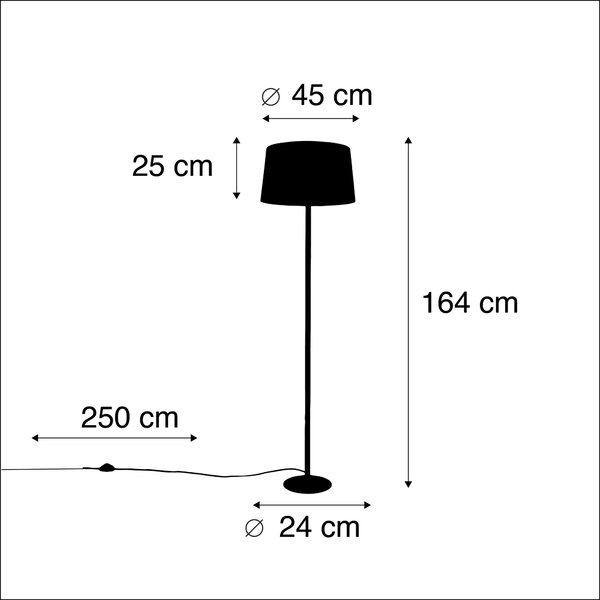 Stojaca lampa čierna s bielym ľanovým tienidlom 45 cm - Simplo