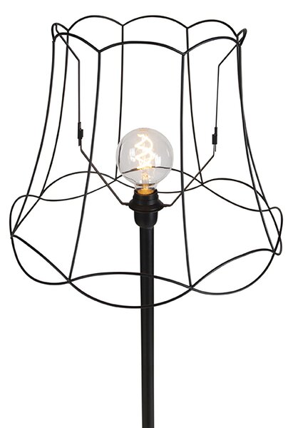 Stojacia lampa čierna s tienidlom Granny Frame čierne 45 cm - Simplo