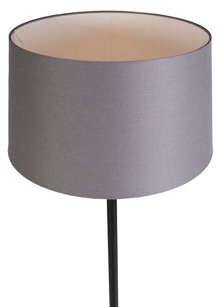 Stojaca lampa čierna s tienidlom z ľanu tmavosivá 45 cm - Simplo