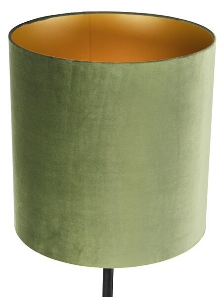 Botanická stojaca lampa čierna so zeleným tienidlom 40 cm - Simplo