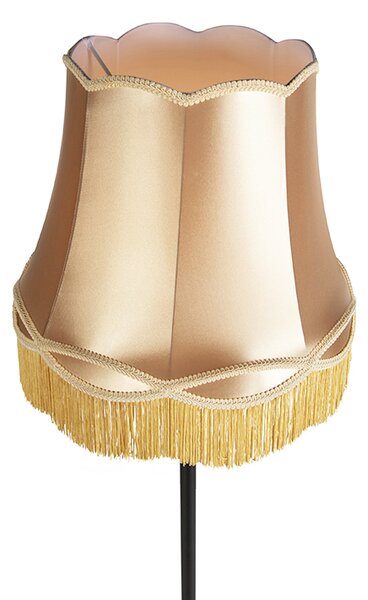 Retro stojaca lampa čierna s tienidlom v štýle babičky zlatá 45 cm - Simplo