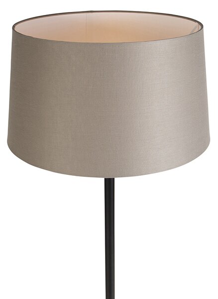 Stojaca lampa čierna s tienidlom z ľanu taupe 45 cm - Simplo