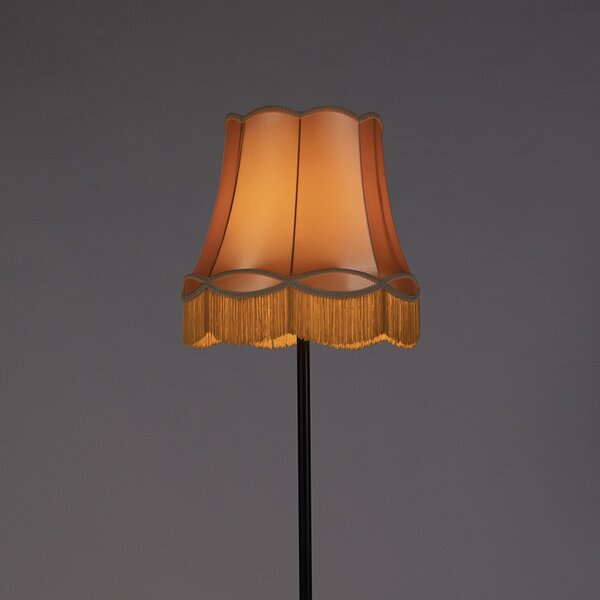 Retro stojaca lampa čierna s tienidlom v štýle babičky zlatá 45 cm - Simplo