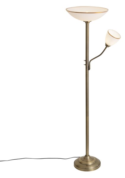 Klasická stojaca lampa bronzová s opálovým sklom 2-svetlá - Katarina