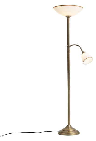 Klasická stojaca lampa bronzová s opálovým sklom 2-svetlá - Katarina