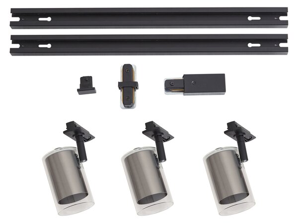 Moderný koľajnicový systém čierny s 3 reflektormi Gunmetal 1-fázový - Iconic Lloyd