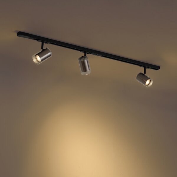 Moderný koľajnicový systém čierny s 3 reflektormi Gunmetal 1-fázový - Iconic Lloyd