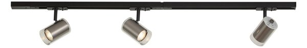 Moderný koľajnicový systém čierny s 3 reflektormi Gunmetal 1-fázový - Iconic Lloyd