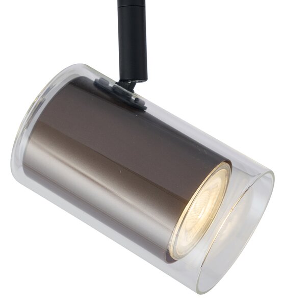 Moderný koľajnicový systém čierny s 5 tmavými bronzovými reflektormi 1-fázový - Iconic Lloyd