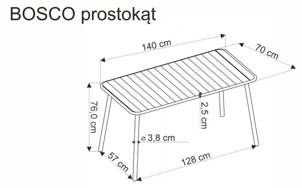 Halmar Záhradný stôl BOSCO 140x70 čierny