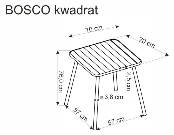 Halmar Záhradný stôl BOSCO 70x70 čierny