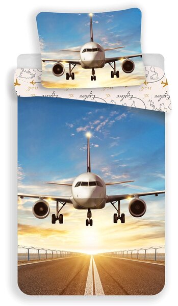 Posteľné obliečky s lietadlom 01 140x200 70x90 cm 100% Bavlna Jerry Fabrics