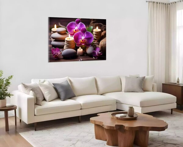 Obraz na plátne Zen kamene a orchidey