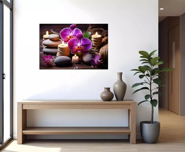 Obraz na plátne Zen kamene a orchidey