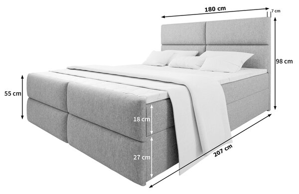 Manželská boxspring posteľ s úložným priestorom Mulen 180x200 - krémová