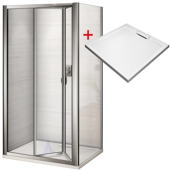 WRITE HARD 90x90 Sprchovací kút so zalamovacími dverami a mramorovou vaničkou
