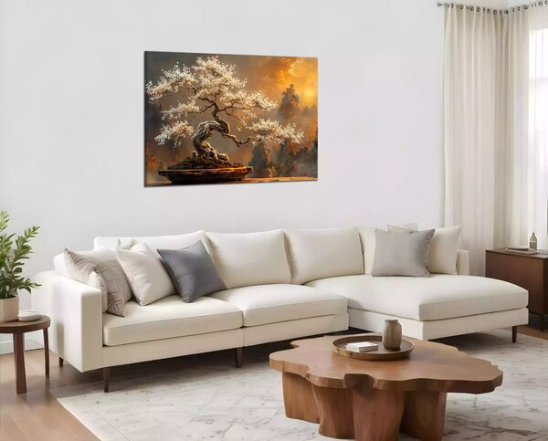 Moderný obraz Bonsaj a západ slnka