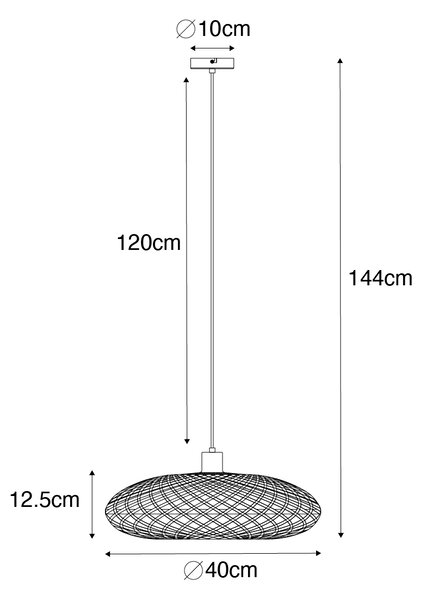 Orientálne závesné svietidlo čierny bambus 40 cm - Ostrava