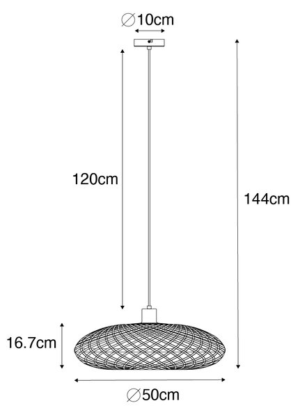 Orientálne závesné svietidlo čierny bambus 50 cm - Ostrava