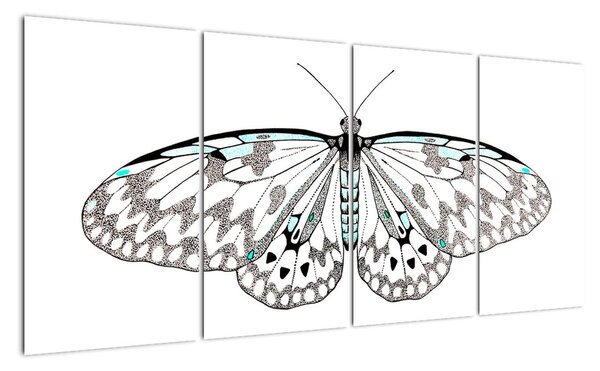 Čiernobiely motýľ (Obraz 160x80cm)