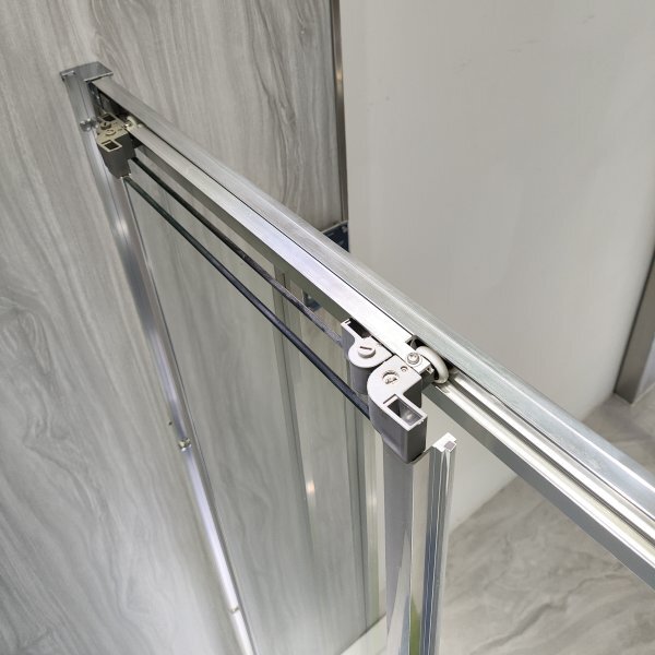 AFTER COMBI 100x90 Clear Sprchovací kút s trojdielnymi posuvnými dverami a pevnou bočnicou