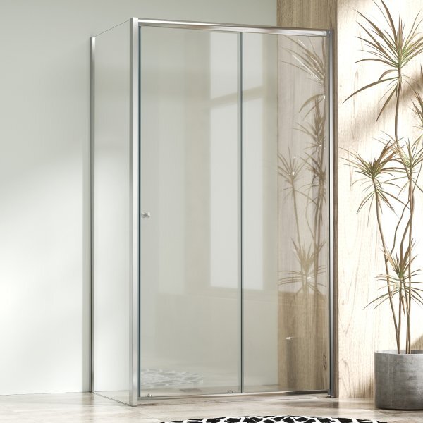 NICOL COMBI Chróm 100x80 číre Sprchovací kút s posuvnými dverami