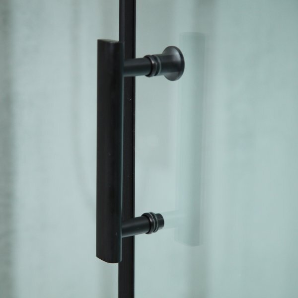 GLASS 90x90x225 Čierny Masážny sprchový box štvrťkruhový