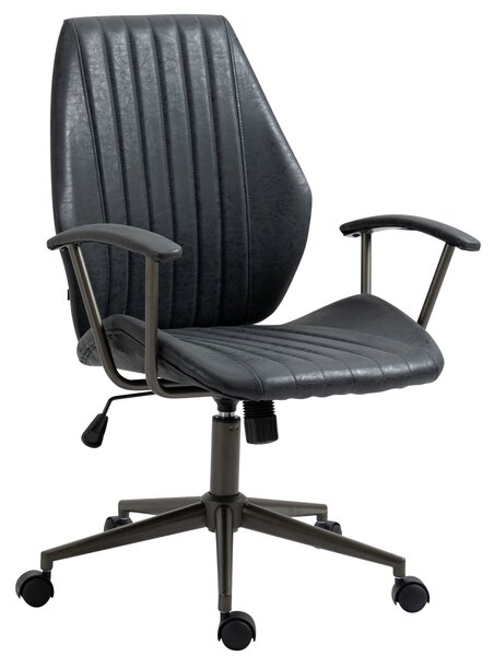 Kancelárska stolička Nampa v industriálnom štýle ~ koženka - Čierna antik