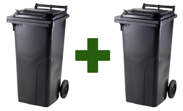 Akciový balíček - Popolnica Odpadová nádoba 120L čierna + čierna