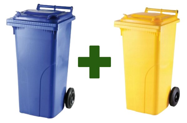 Akciový balíček - Popolnica Odpadová nádoba 120L Modrá + Žltá